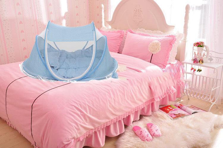 Foldable Baby Bed Net with Pillow – Portable & Mosquito Protection